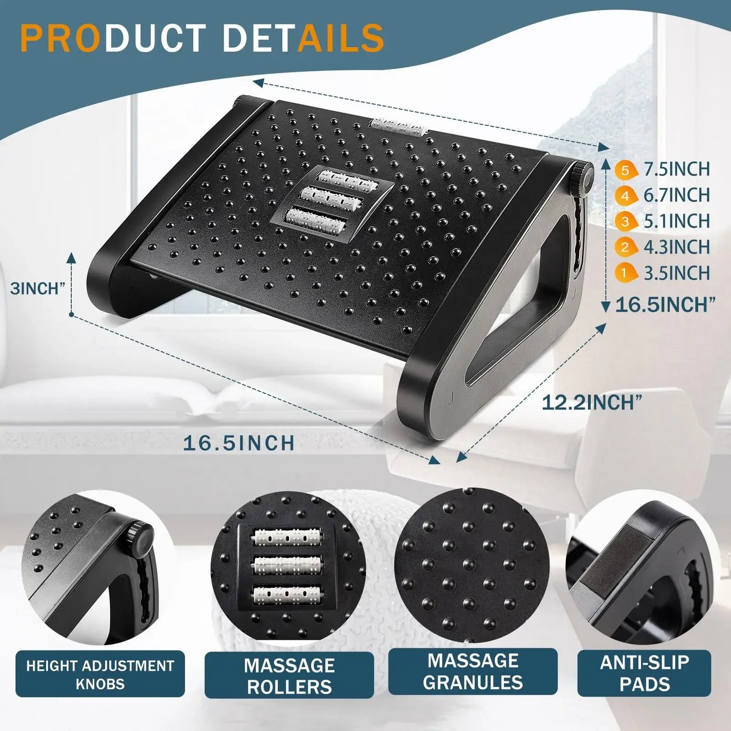 DeskLy Ergo Footrest – הדום רגליים ארגונומי
