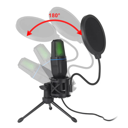 מיקרופון גיימינג מקצועי עם תאורת RGB וחיבור USB
