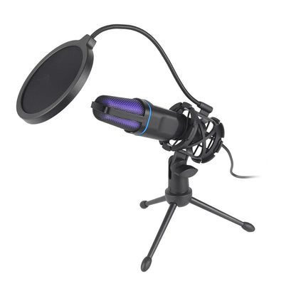 מיקרופון גיימינג מקצועי עם תאורת RGB וחיבור USB