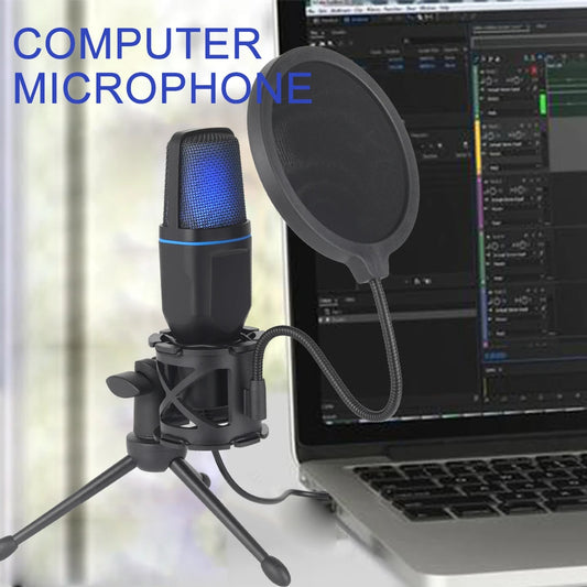 מיקרופון גיימינג מקצועי עם תאורת RGB וחיבור USB